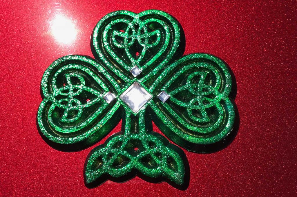 Celtic four leaf clover car badge made by car jewel