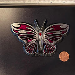 silver with red detail butterfly car jewel